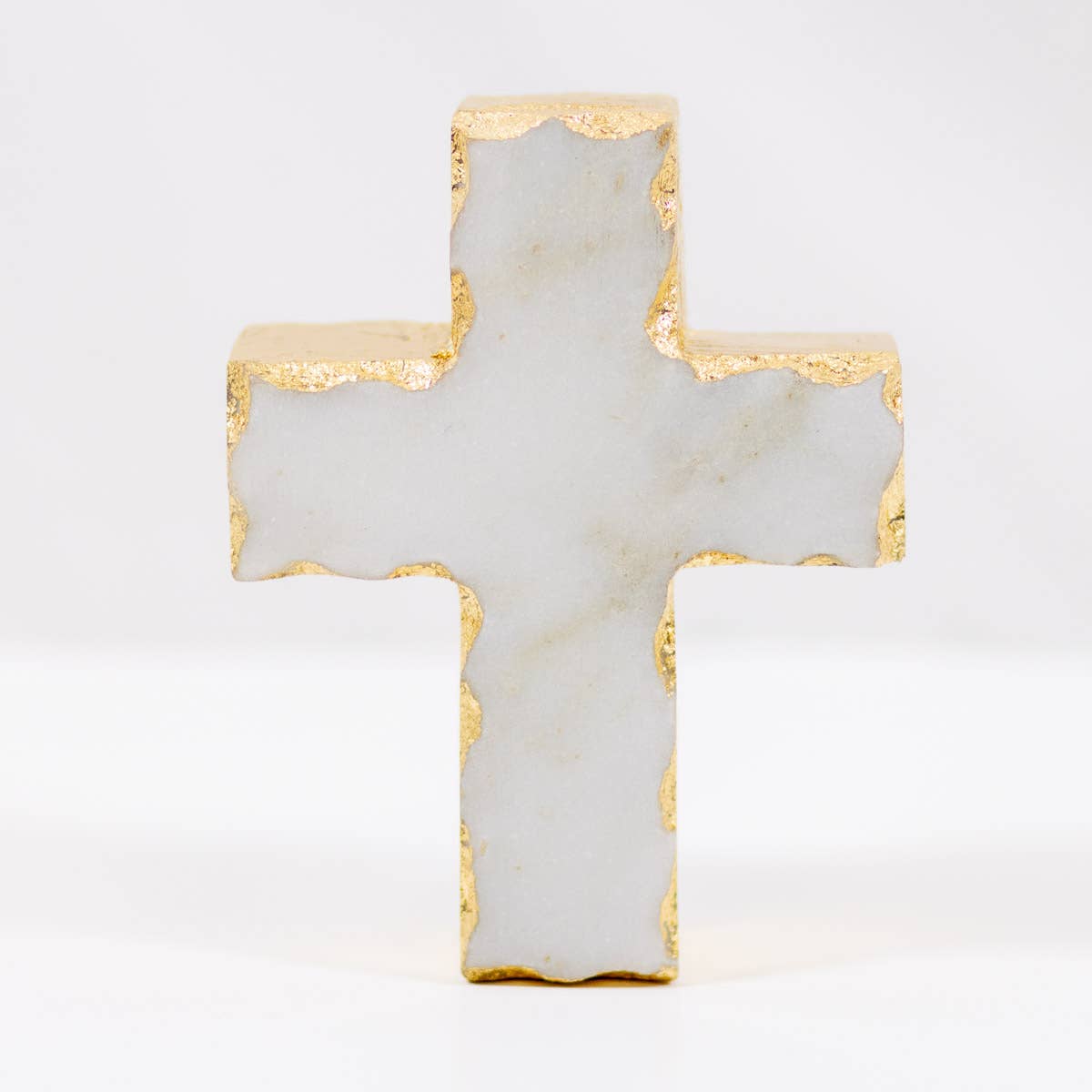 Cross Marble Decor   White/Gold   3x4x1