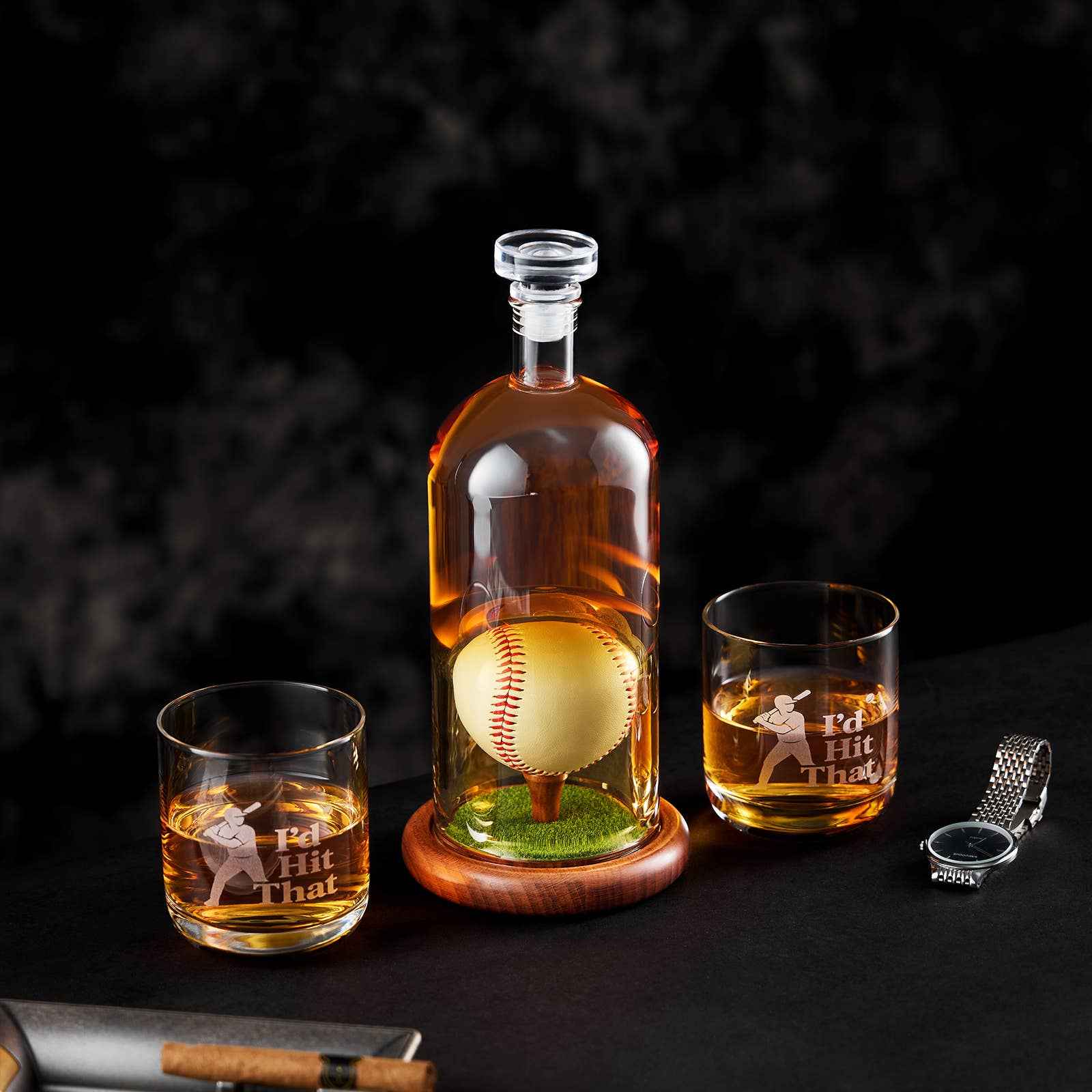 Baseball Whiskey Decanter Set - Funny Baseball Gifts for Men