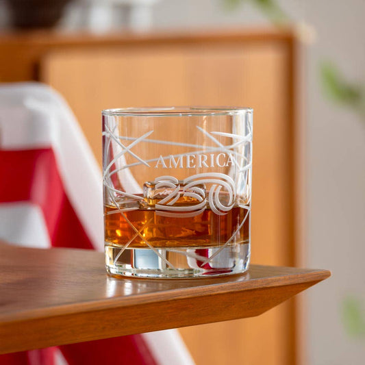 America250™ Longitude 10oz On the Rocks Whiskey Glass Set of 2
