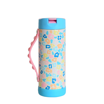 Fidget Strap Kids Stainless Bottle 14oz Pastel Leopard