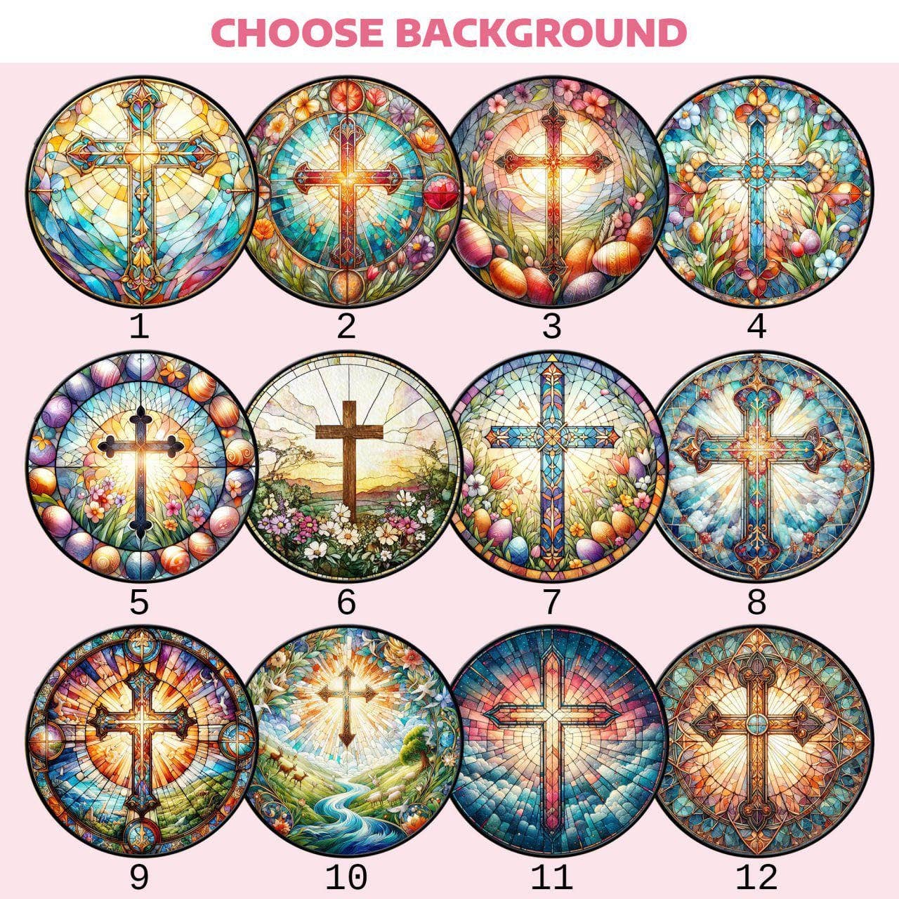 Stained Glass Cross And Wildflowers Suncatcher, Flower Cross