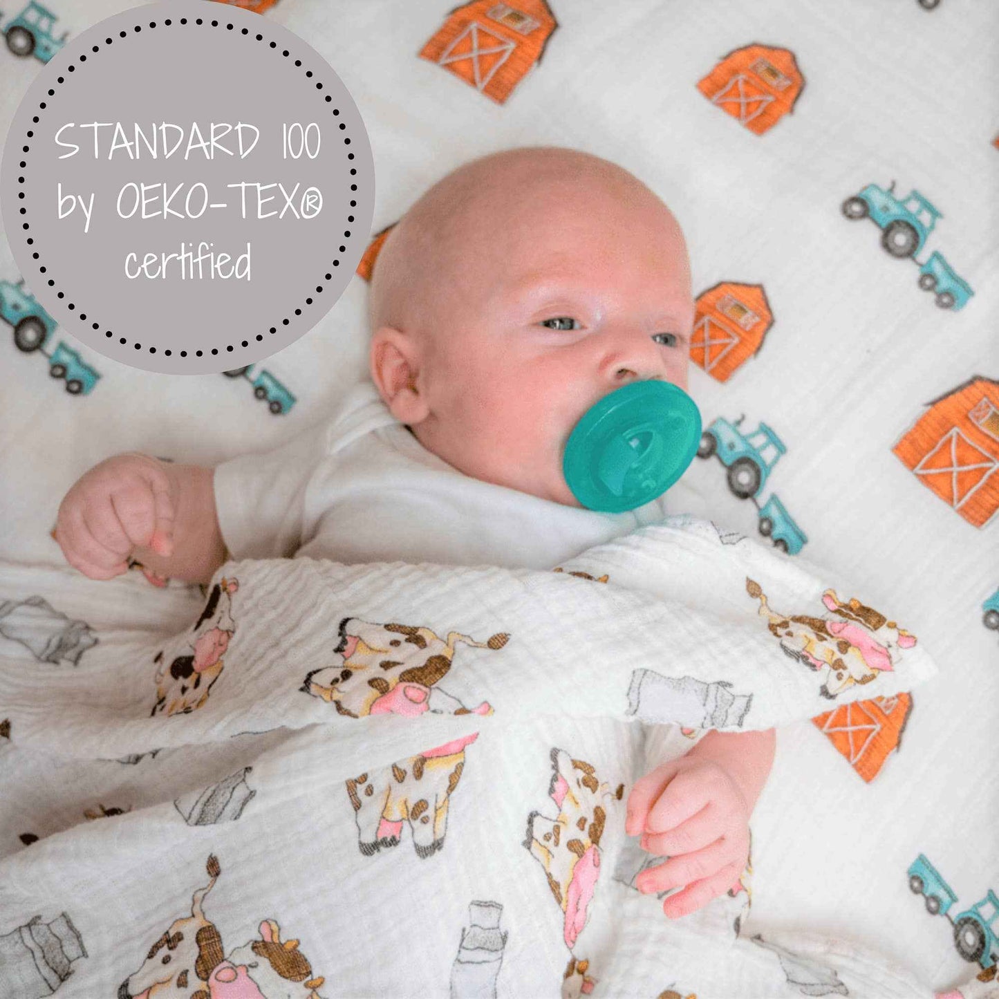 LollyBanks - The Cow Goes MOO Baby Muslin Swaddle Blanket