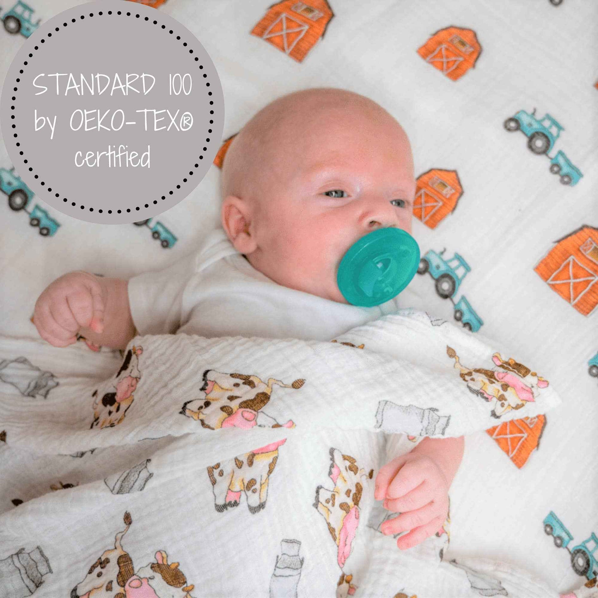 LollyBanks - The Cow Goes MOO Baby Muslin Swaddle Blanket