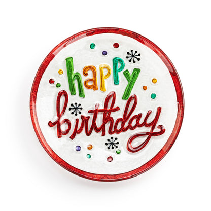 Happy Birthday Mini Glass Round Plate - 6.5in