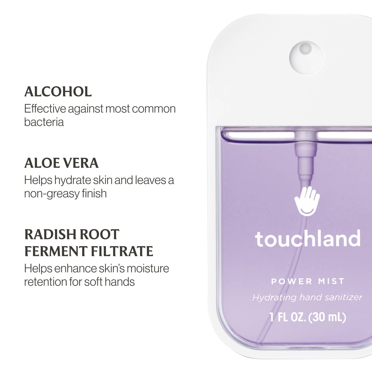 Touchland - Pure Lavender Power Mist, gel hidroalcohólico hidratante para manos.