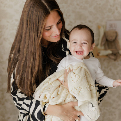 Receiving Swaddle Baby Blanket - Heart: Cream