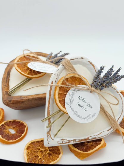 Summer Citrus Small Heart Dough Candle: Natural Stain