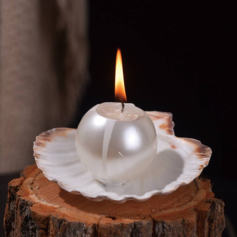 Romantic Atmosphere Smokeless Pearl & Shell Scented Candle- two piece