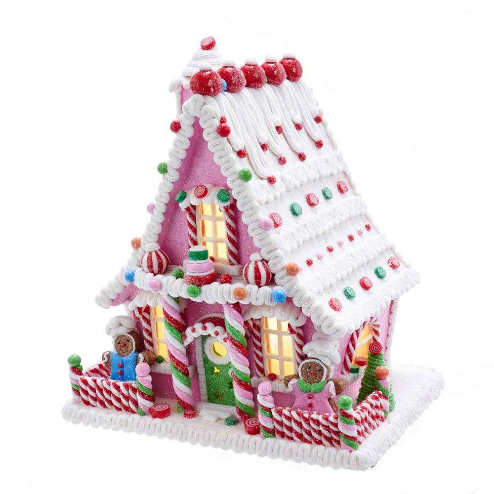 10"BATTERY OPERATED CANDY GINGERBREAD LED HOUSE