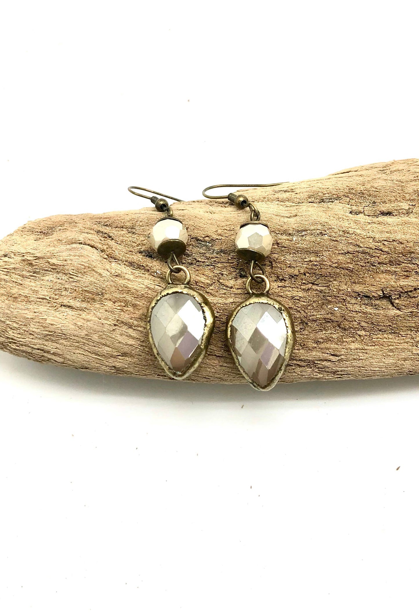 Earring Antique Cloud Glass Bead with Teardrop French Hook