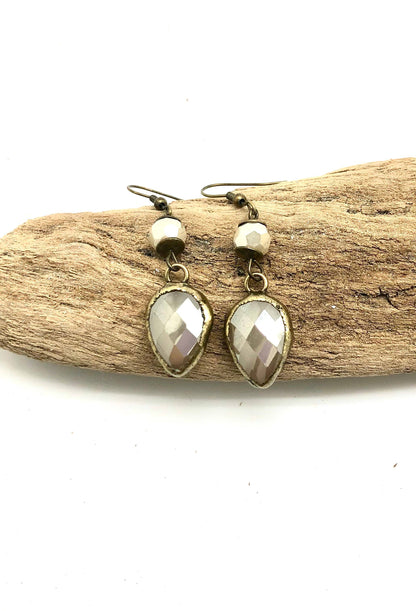 Earring Antique Cloud Glass Bead with Teardrop French Hook