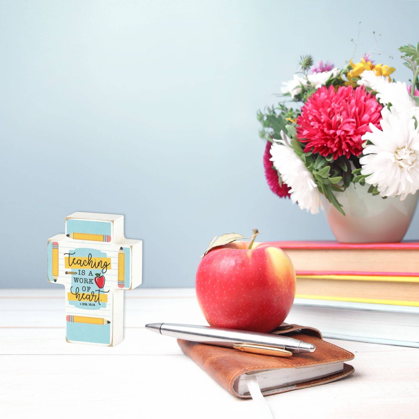 Ttop Teaching Is A Work MDF Blanco 4"H