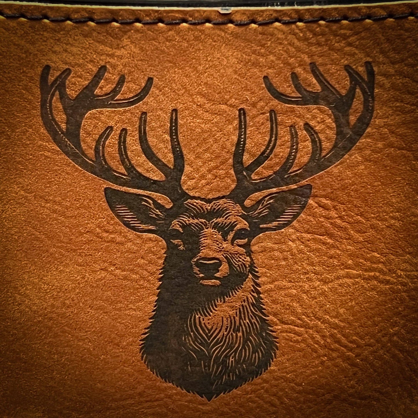 Adirondack Etching LLC - Deer - Leatherette Wrapped Flask
