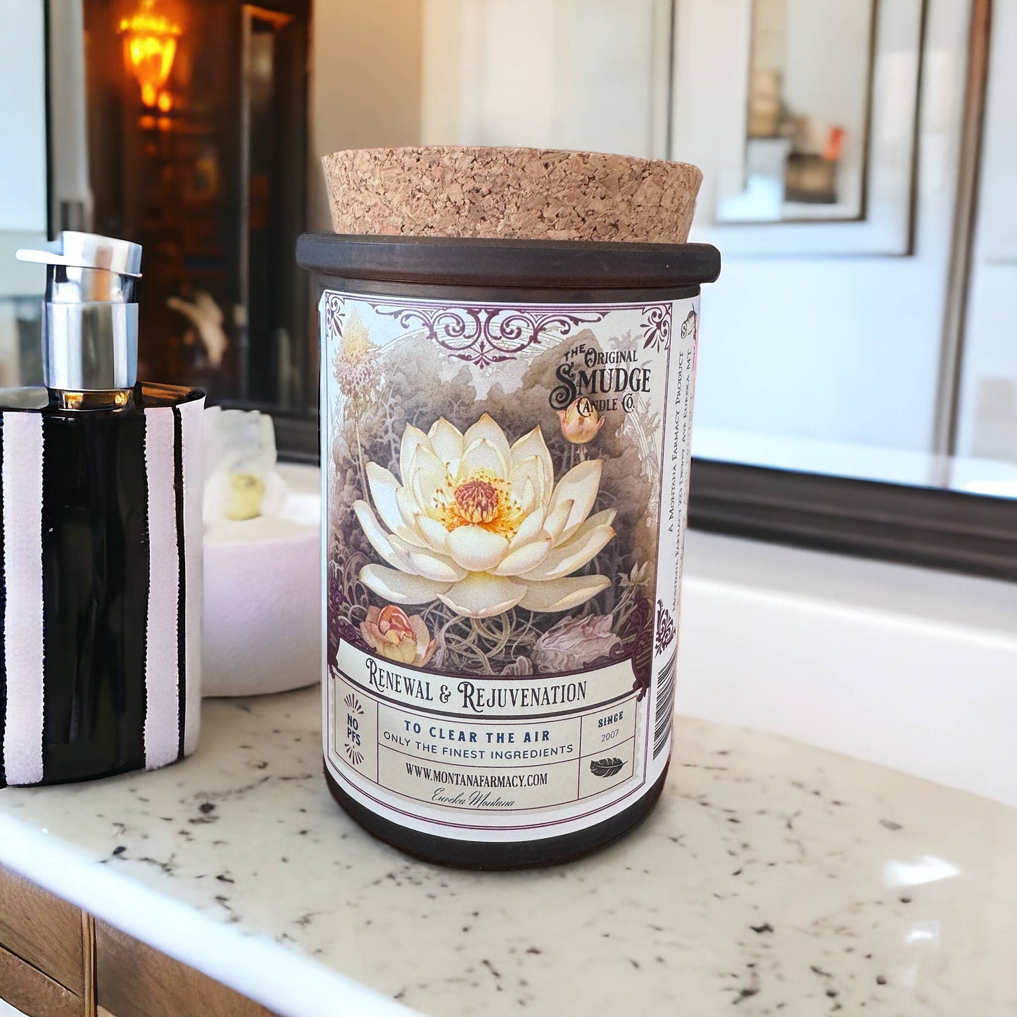 Renewal & Rejuvenation Smudge Candle Lotus of bright & light