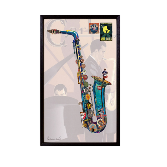 3D Collage Art | Saxophone Singin' the Blues (36"x24")