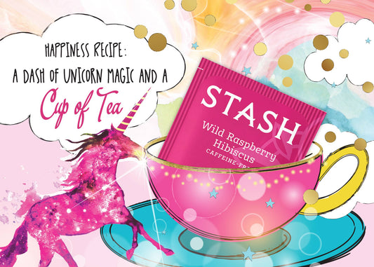 TEA GREETING Card with REAL TEA BAG - UNICORN