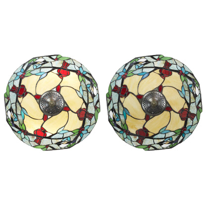 23.75"H Triple-Lit Stained Glass Cardinal Table Lamp
