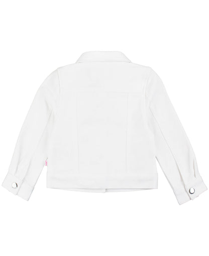 Girls White Stretch Denim Jacket