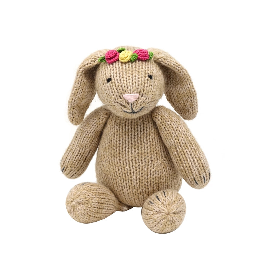 Handmade Knit Bunny with Flowers