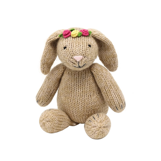 Handmade Knit Bunny with Flowers
