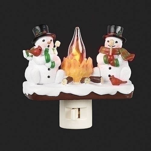 4" Snowmen by Campfire Night Light