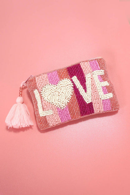 JOSSLYN by wall to wall - VALENTINE'S DAY LOVE SEED BEAD RAINBOW COIN PURSE | 91CP894