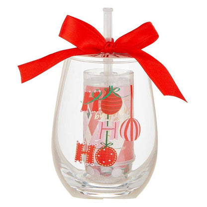 Wineglass & Pop Gift Set Ho Ho Ho