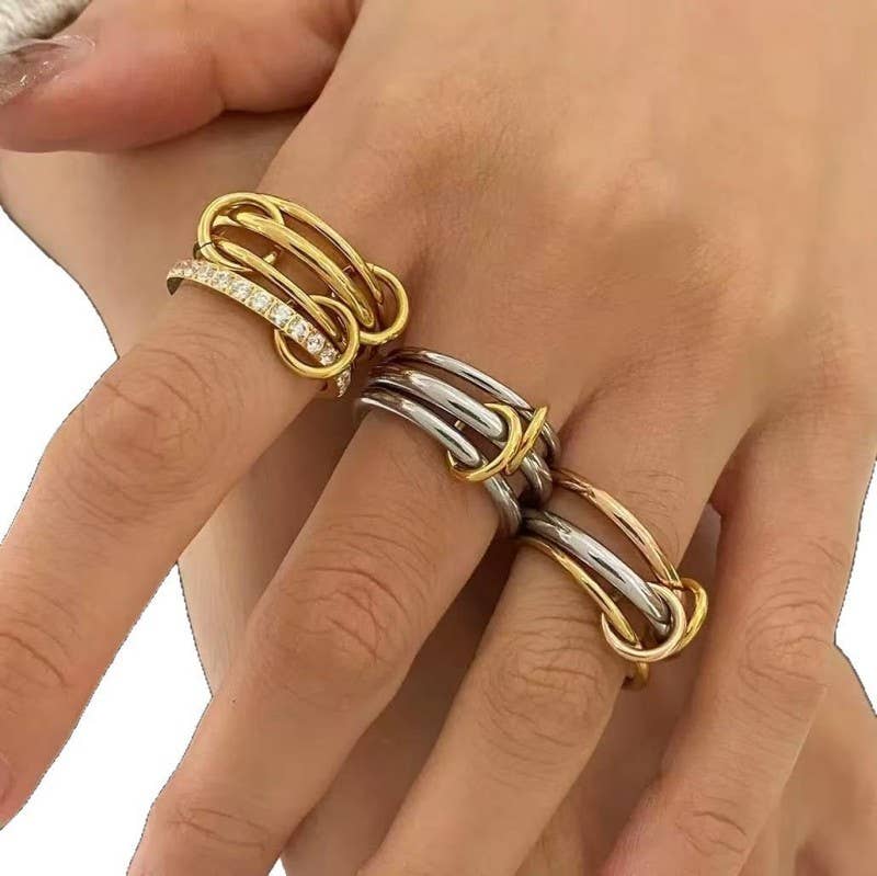 JOSSLYN de pared a pared - Anillos apilables de acero inoxidable con banda lisa y unidos | 40R134
