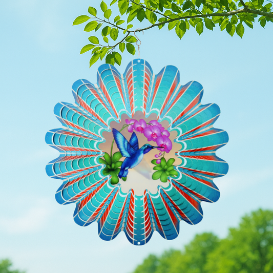 Animated Blue Hummingbird - Large Wind Spinner