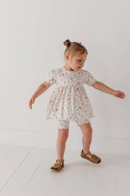 Girl's Babydoll Set: Floral Chickens / 0-3M
