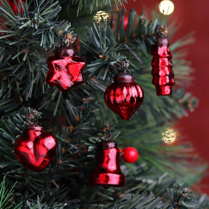 Glass Red Christmas Ornaments -Set of 25