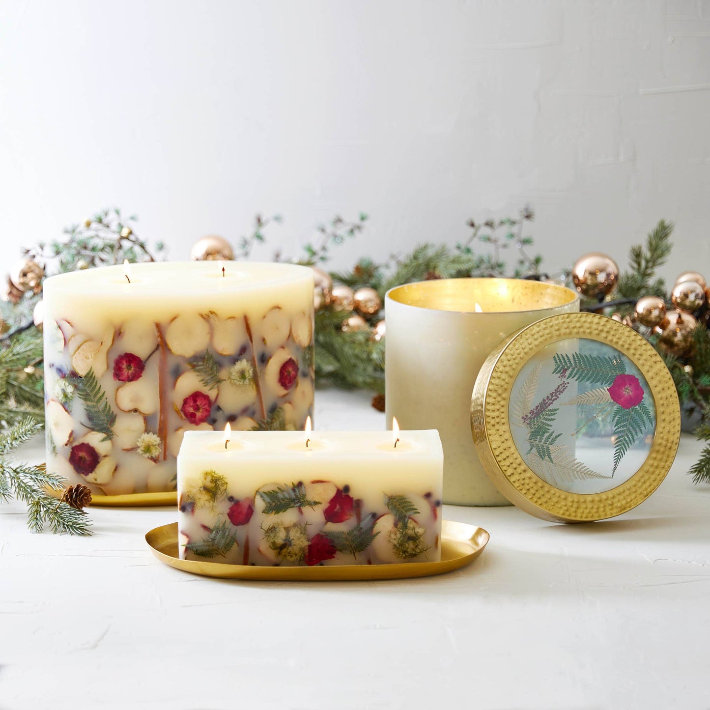 Rosy Rings - Plato para velas ovalado dorado con forma de ladrillo