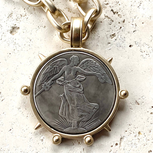 French Angel Coin Necklace