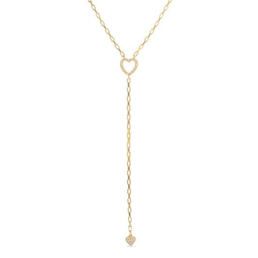 Long Pave Heart Y Necklace