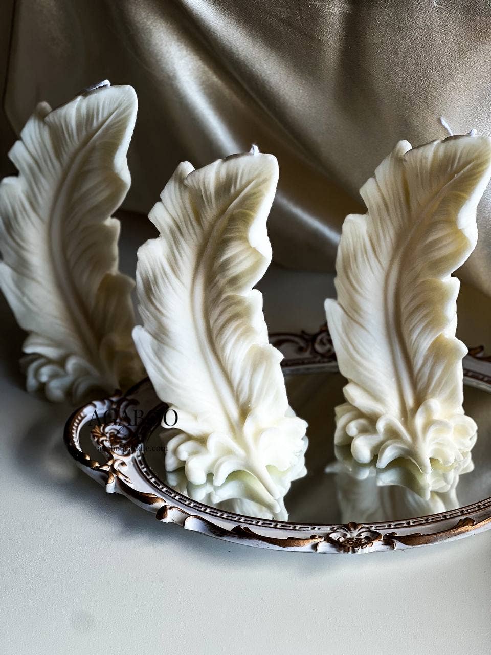 Huge Feather Candle 9.5x5in - Flowers