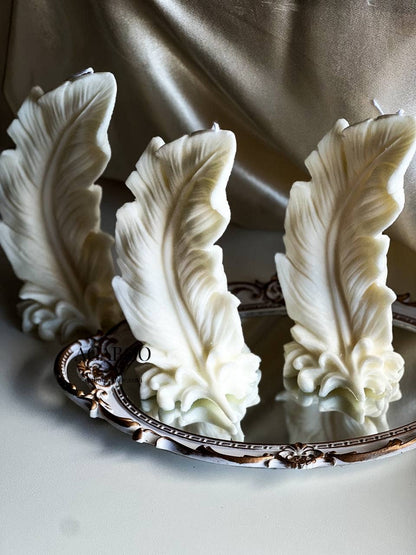 Huge Feather Candle 9.5x5in - Flowers