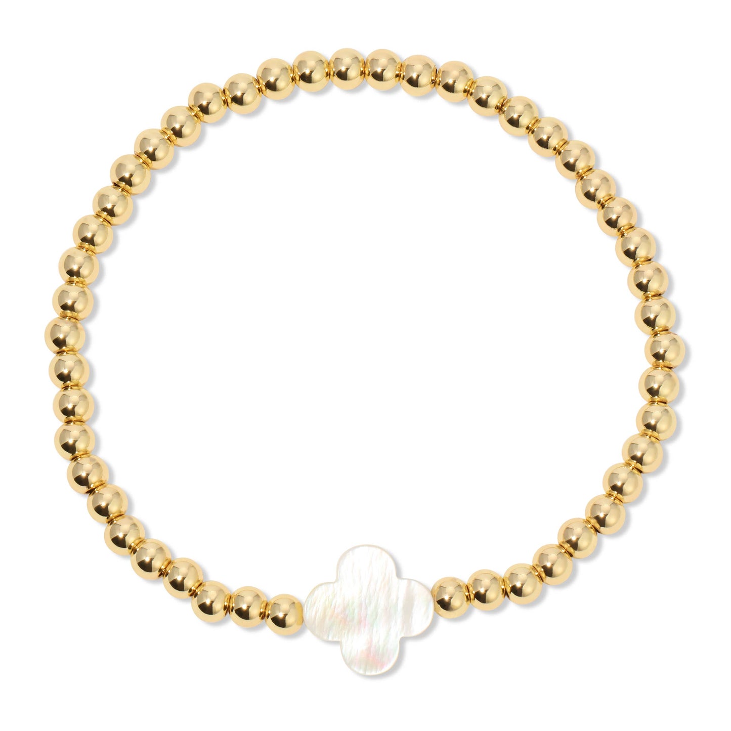 Iris espléndido - Juego de 12 pulseras de 4 mm con detalles de concha y trébol