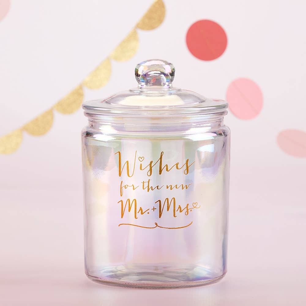Irredescent Wedding Wish Jar with Heart-Shaped Cards