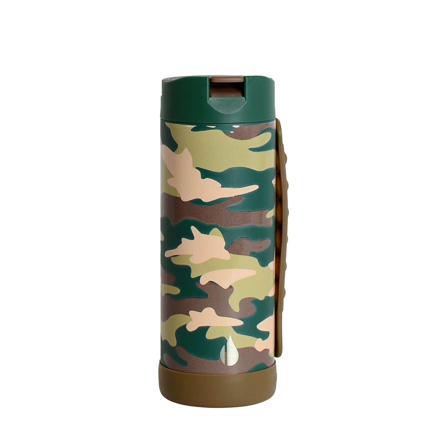 Fidget Strap Kids Stainless Bottle 14oz Green Camo