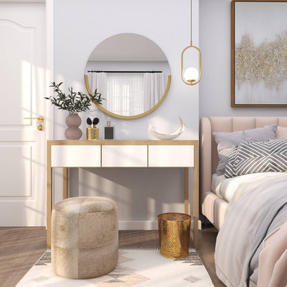 UMA Home Decor - Glam or Traditional Decorative Bowl - White, Gold