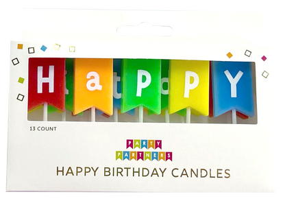 Happy Birthday Rainbow Banner Candle Set