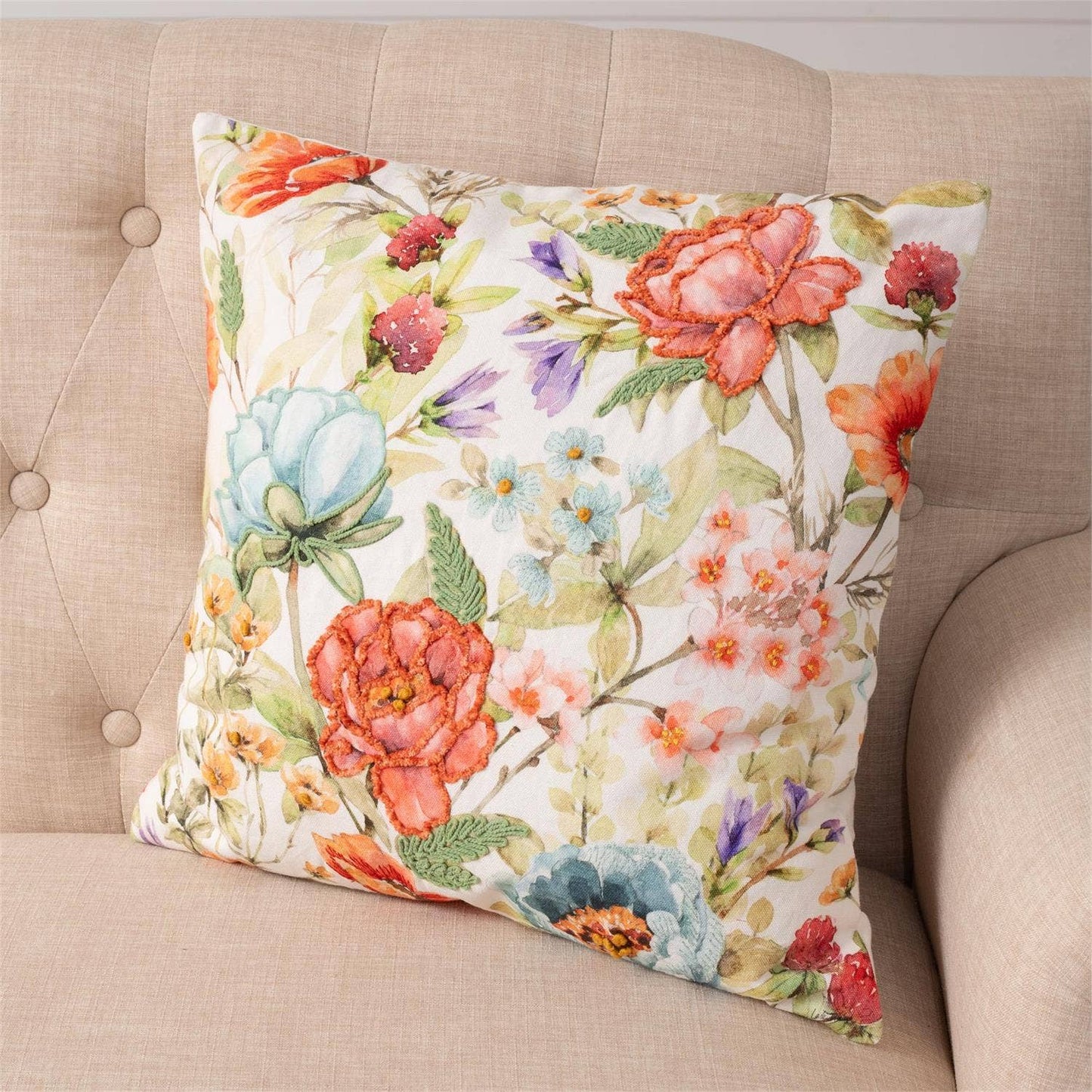 Pillow - Embroidered Garden Floral