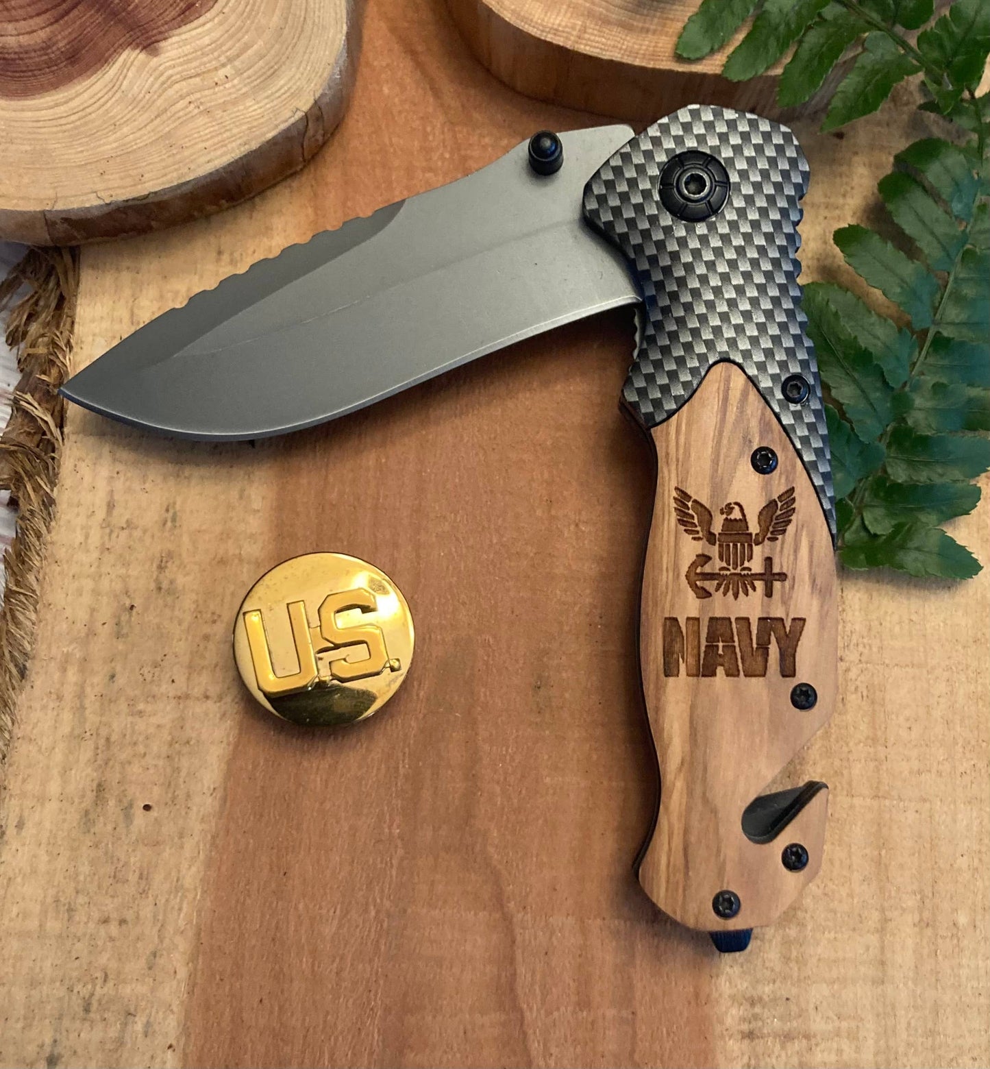 Navy Knife -Quail Tail Laser Art
