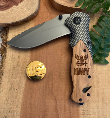 Navy Knife -Quail Tail Laser Art