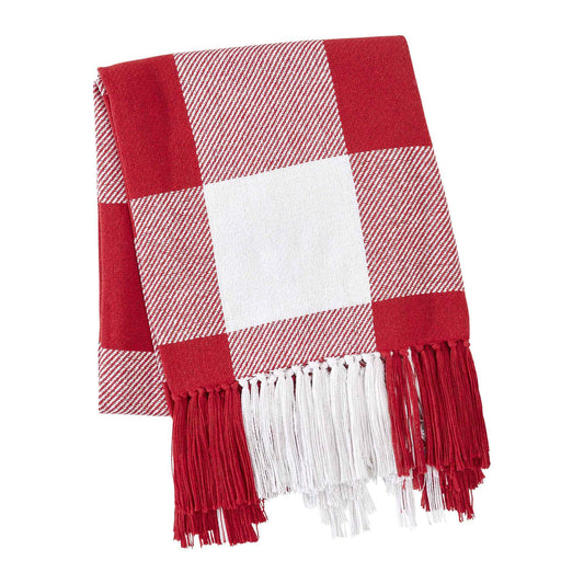 Annie Red Check Woven Throw 50x60