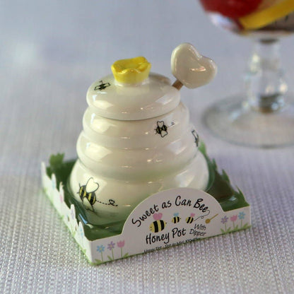 "Sweet As Can Bee" Ceramic Honey Pot with Wooden Dipper