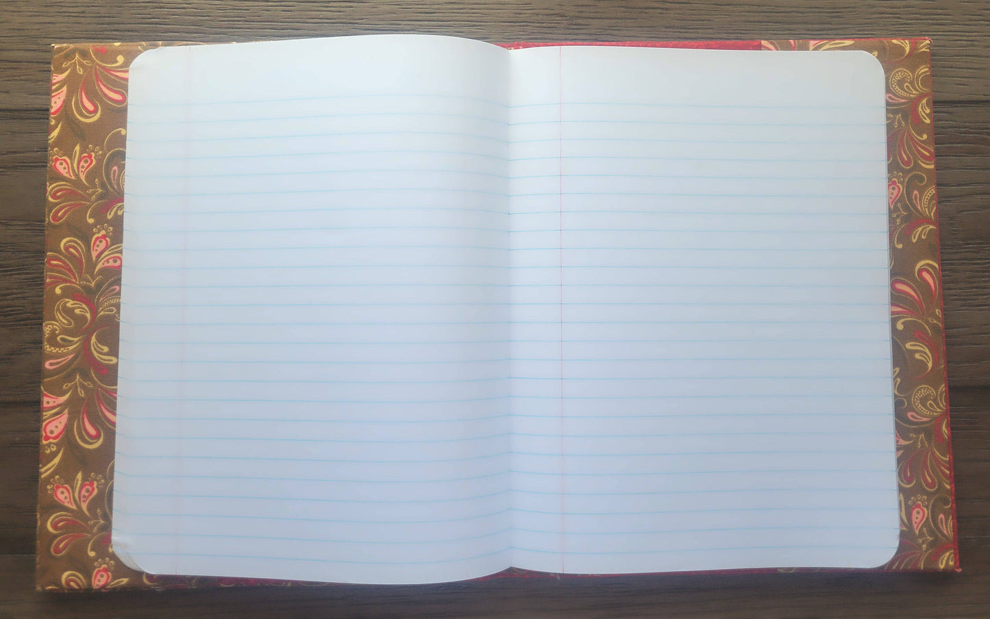 Fabric Covered Hardcover Notebook Composition Book Cover - Red & Brown Paisley