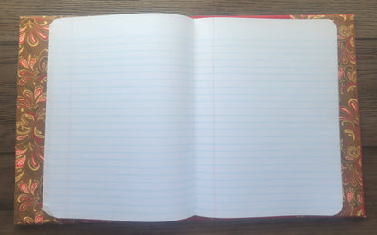 Fabric Covered Hardcover Notebook Composition Book Cover - Red & Brown Paisley