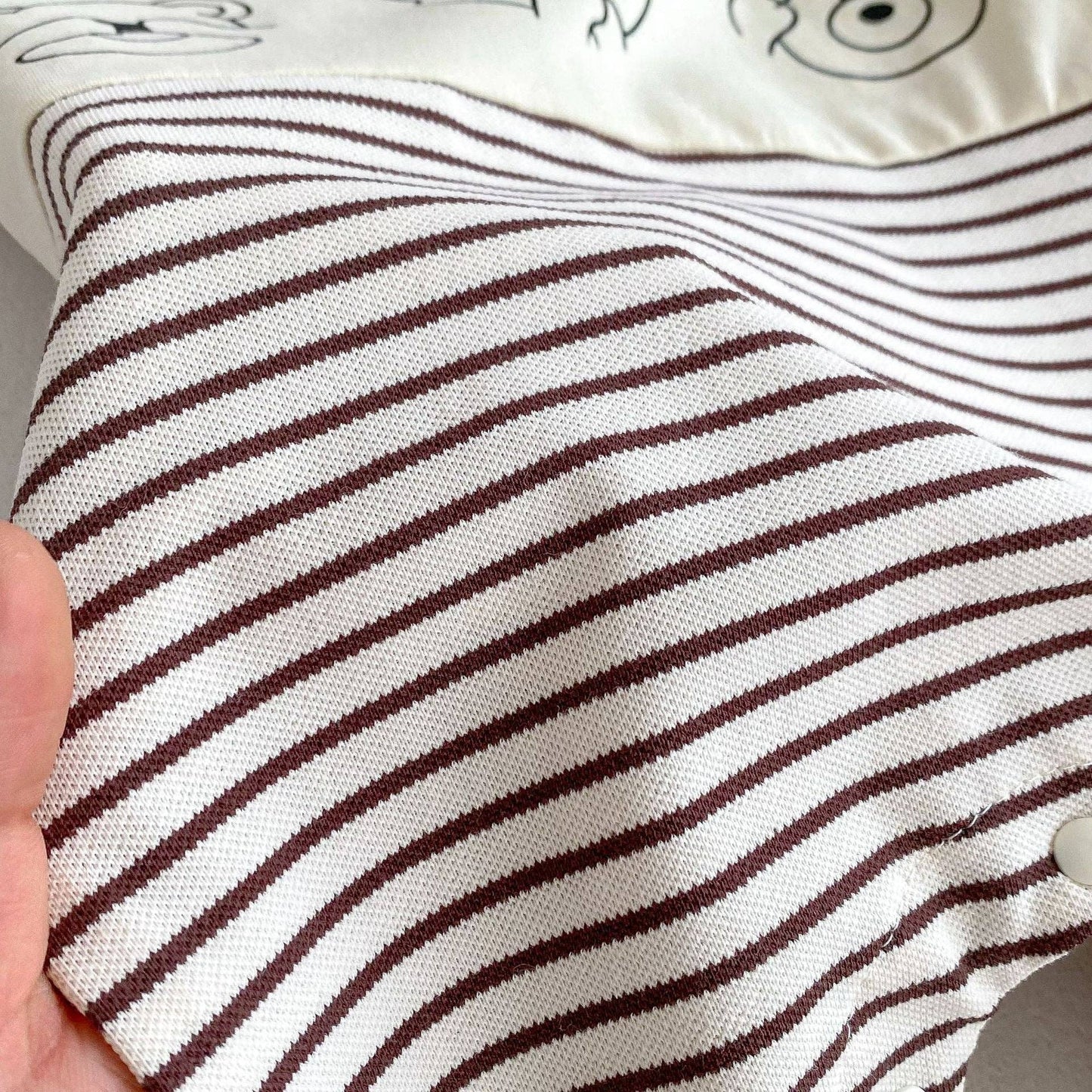 Short Sleeves Striped Teddy Romper
