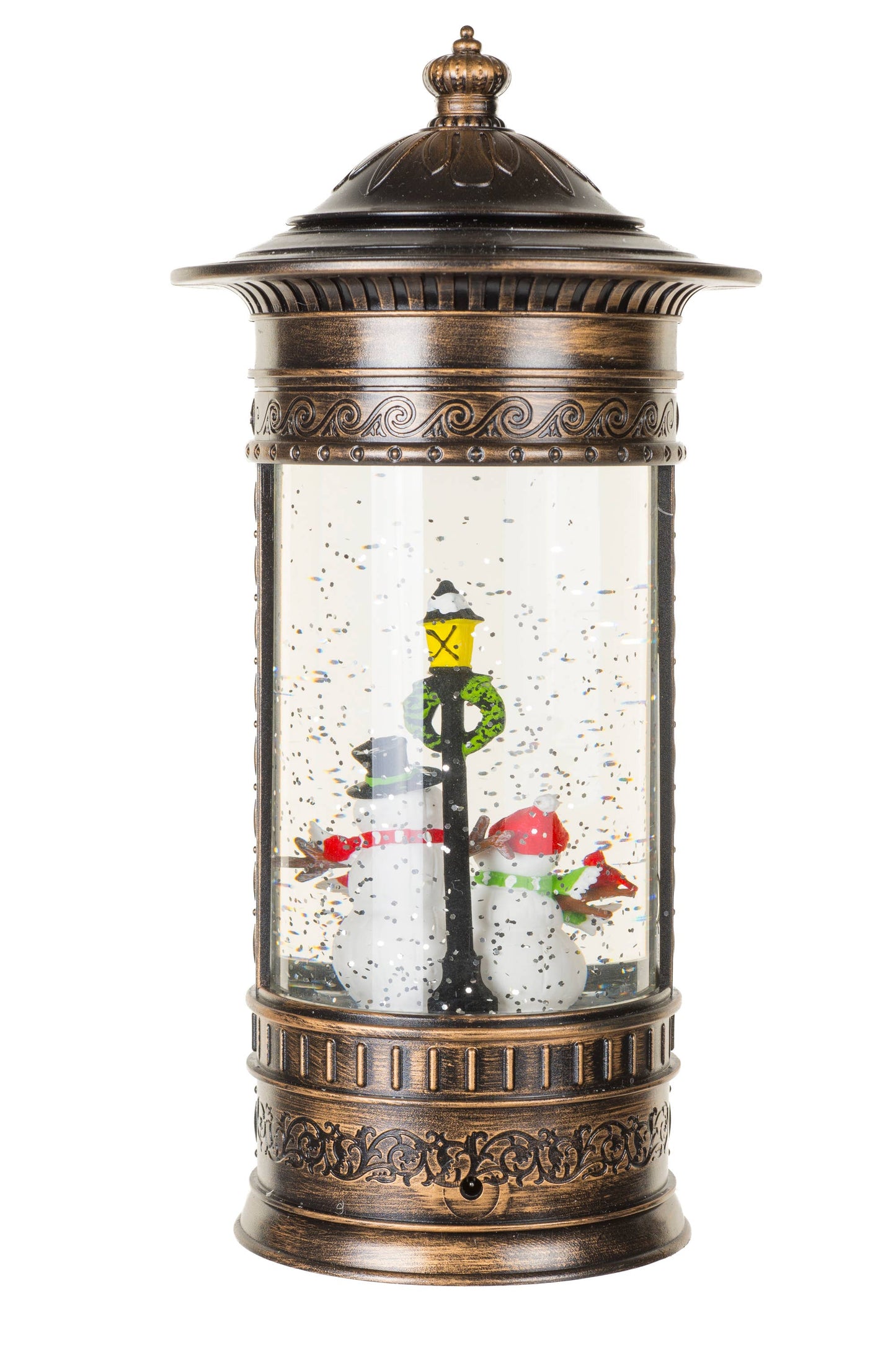 Bronze Snowman's Lamp Post Snow Globe